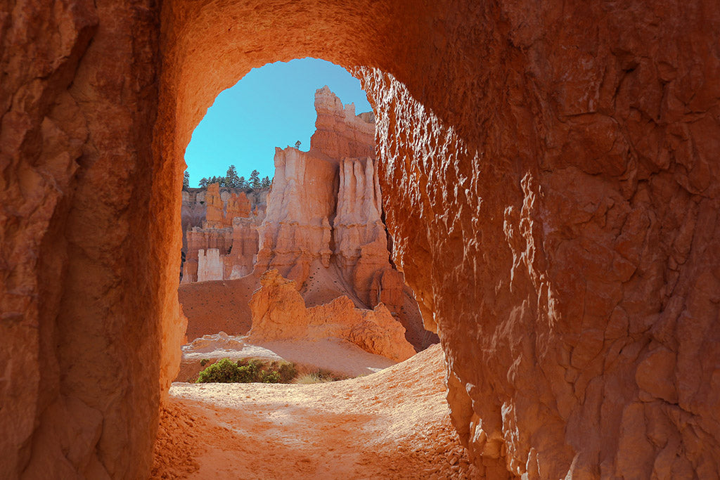 Looking through an arch-top aperature in Bryce Canyon National Park