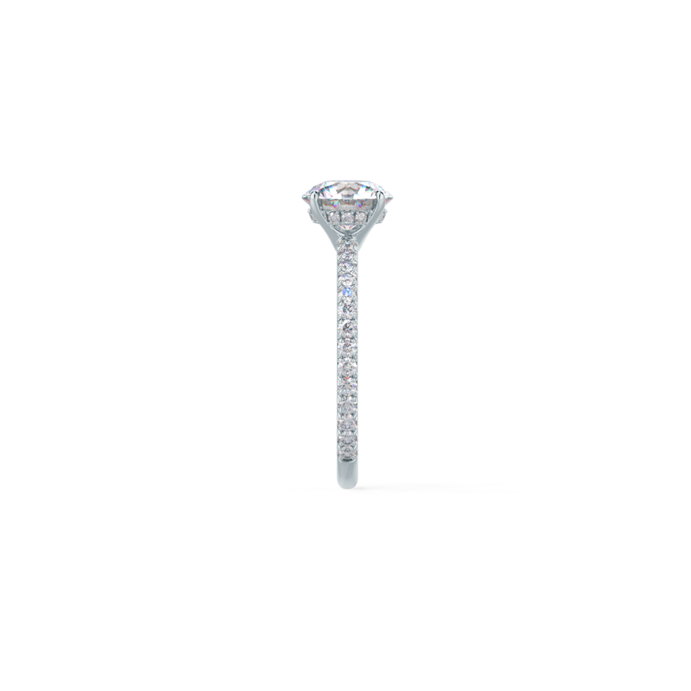 Custom Round Brilliant 4-Prong Simple Solitaire & Pav  Diamond Ring with Hidden Halo