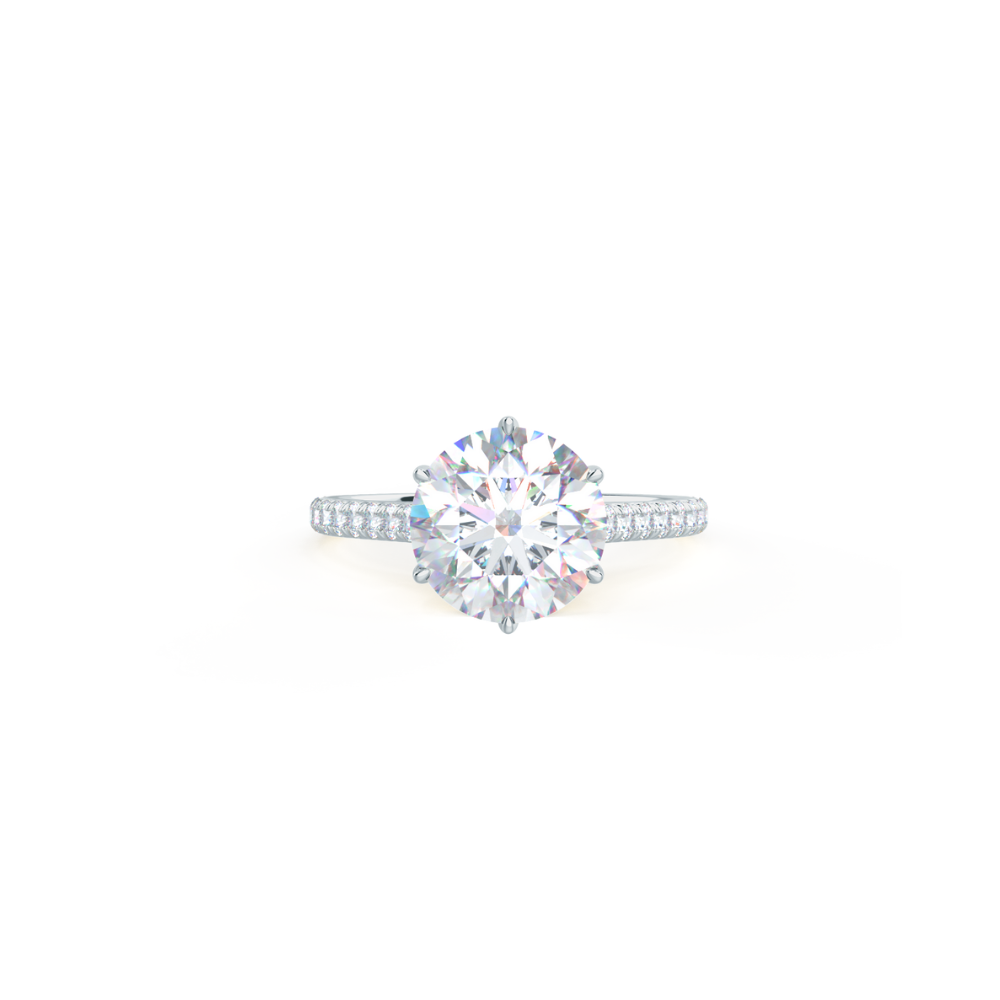 Custom Round Brilliant 6-Prong Solitaire & Pav  Diamond Ring with Hidden Halo