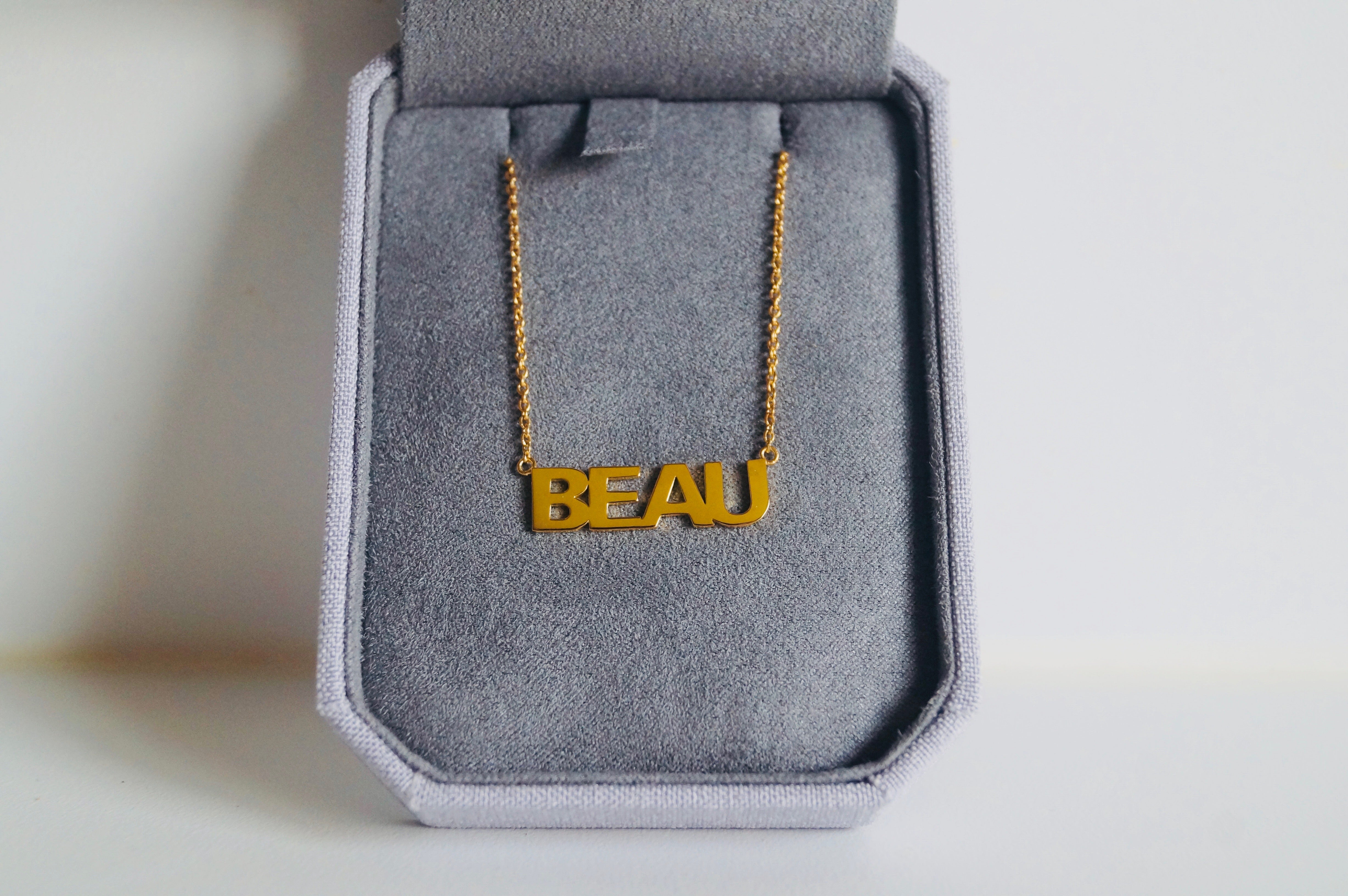 Custom 14K Yellow Gold "BEAU" Necklace