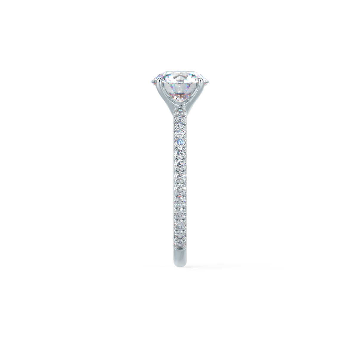 Custom Round Brilliant 4-Prong Simple Solitaire & Pav  Diamond Ring