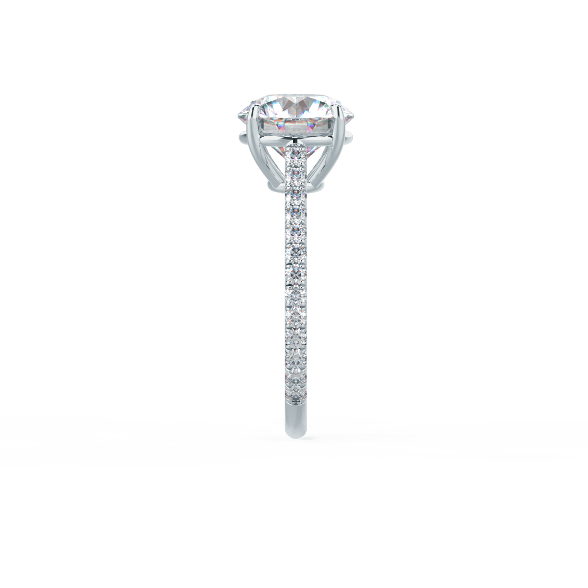 Custom Round Brilliant 4-Prong Solitaire & Pav  Diamond Ring