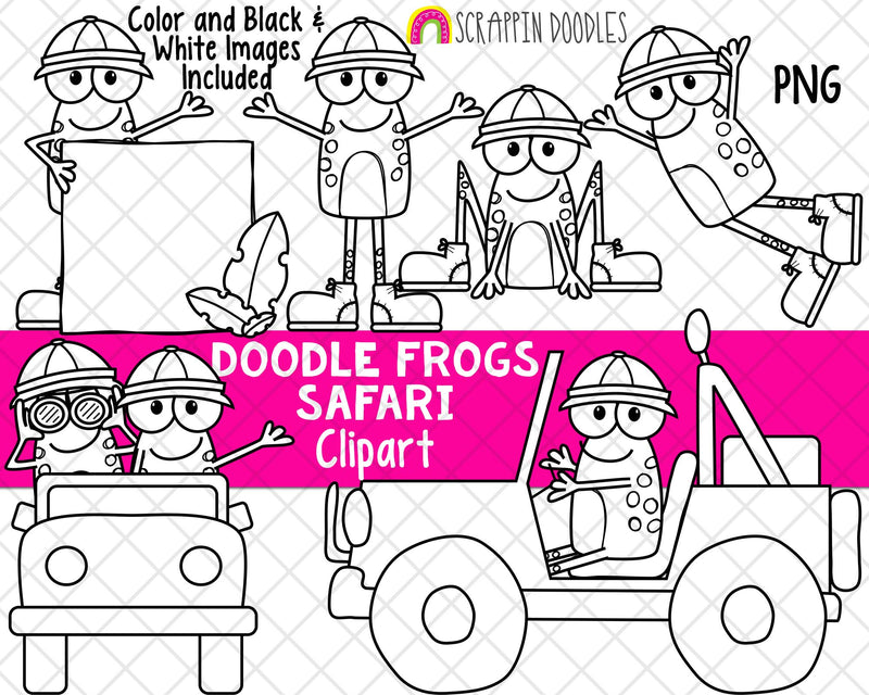 Frogs On Safari Clipart Doodle Frogs Safari Clip Art Jungle Jeep Scrappin Doodles