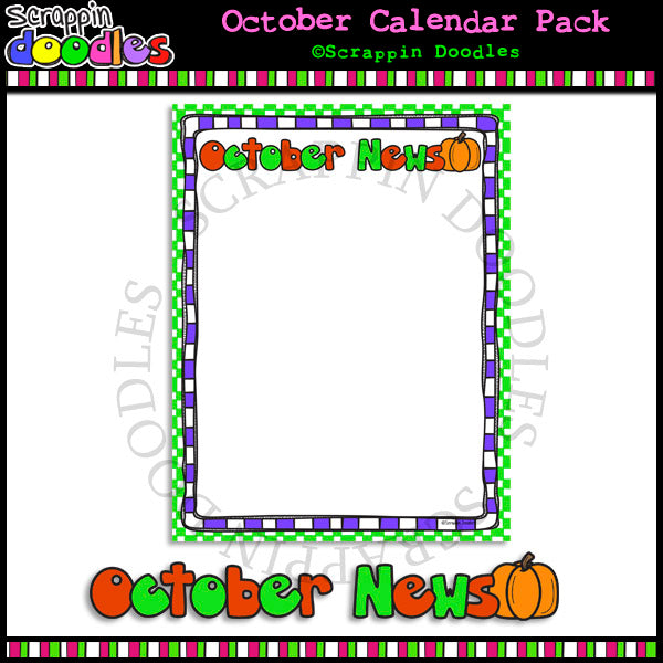 October Classroom Calendar Pack Scrappin Doodles