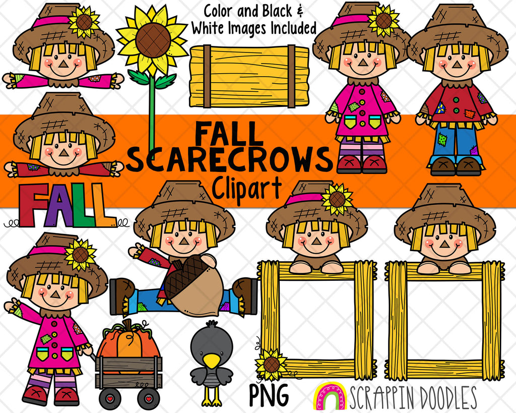 simple scarecrow clip art black and white