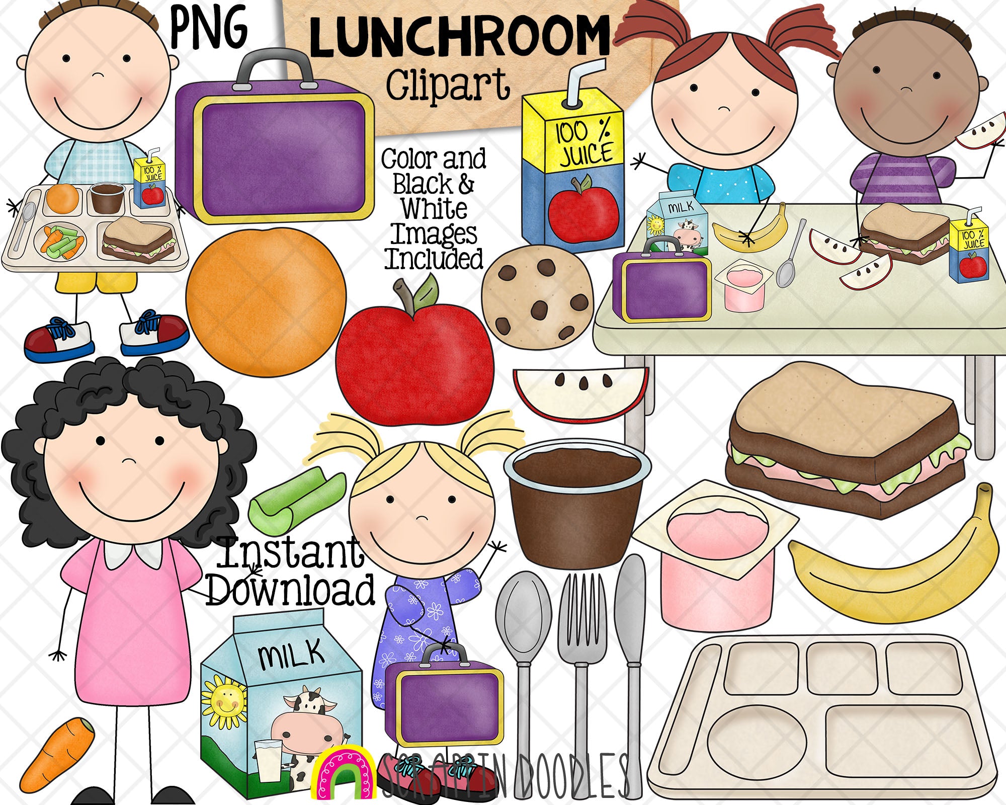 School Lunch ClipArt - Cafeteria Lunchroom Food Graphics - Classroom E –  Scrappin Doodles