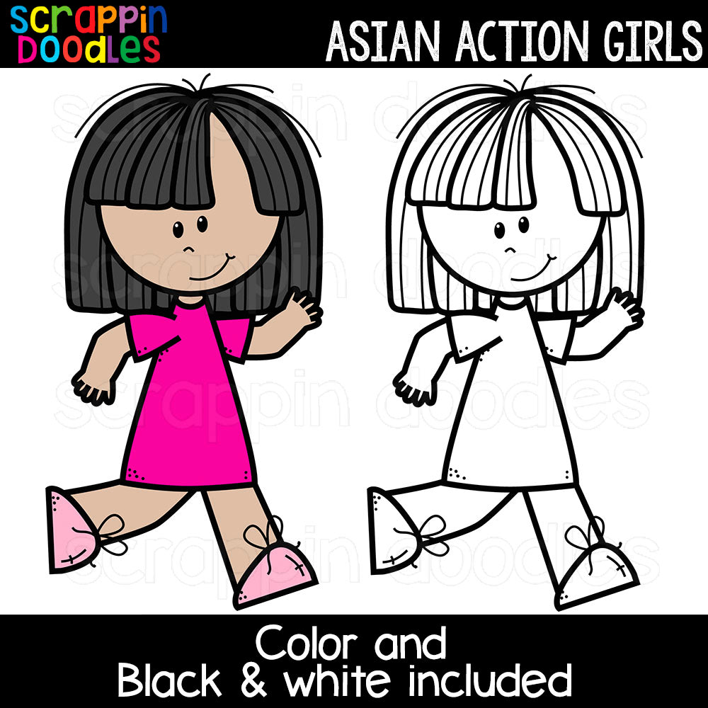 Scrappin Doodles Asian Action Girls Clipart