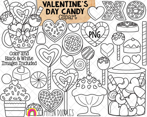 Valentine's Day Doodle Clip Art - Valentine Bullet Journal