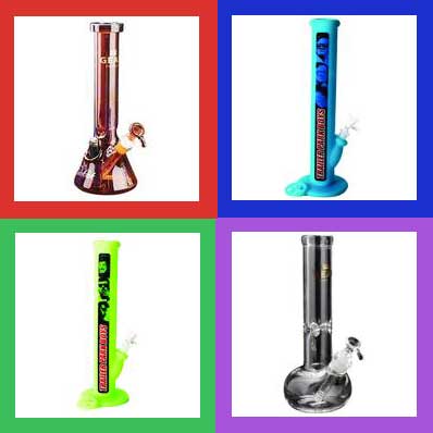 glass bongs vs silone, beaker, and straight bong
