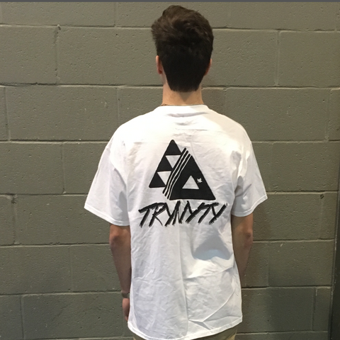 trynyty og logo t shirt from the back