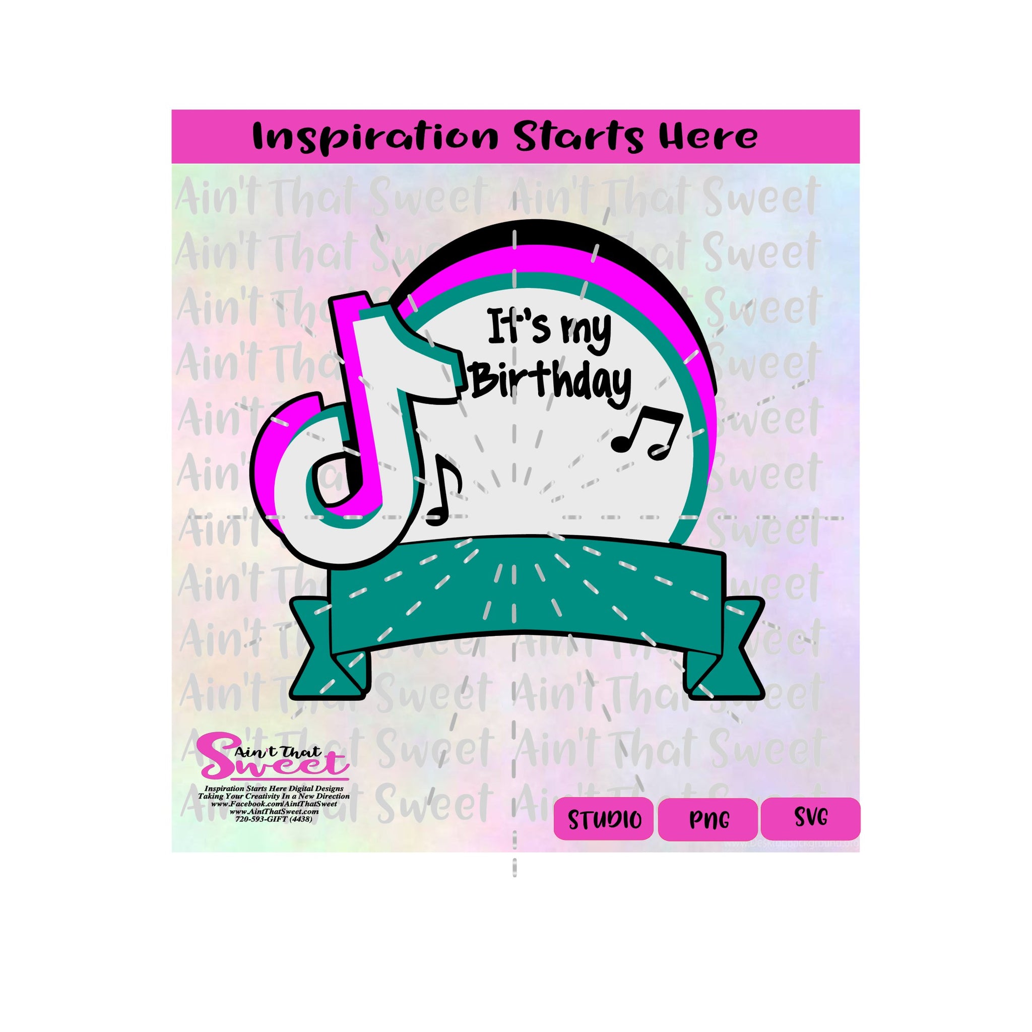 Download It S My Birthday Musical Notes Ribbon For Name Svg Studio Only Ain T That Sweet