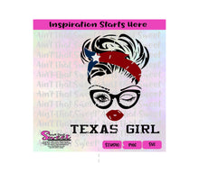 Messy Bun | Texas Girl Winking | Glasses | Bandana - Transparent PNG, SVG  - Silhouette, Cricut, Scan N Cut