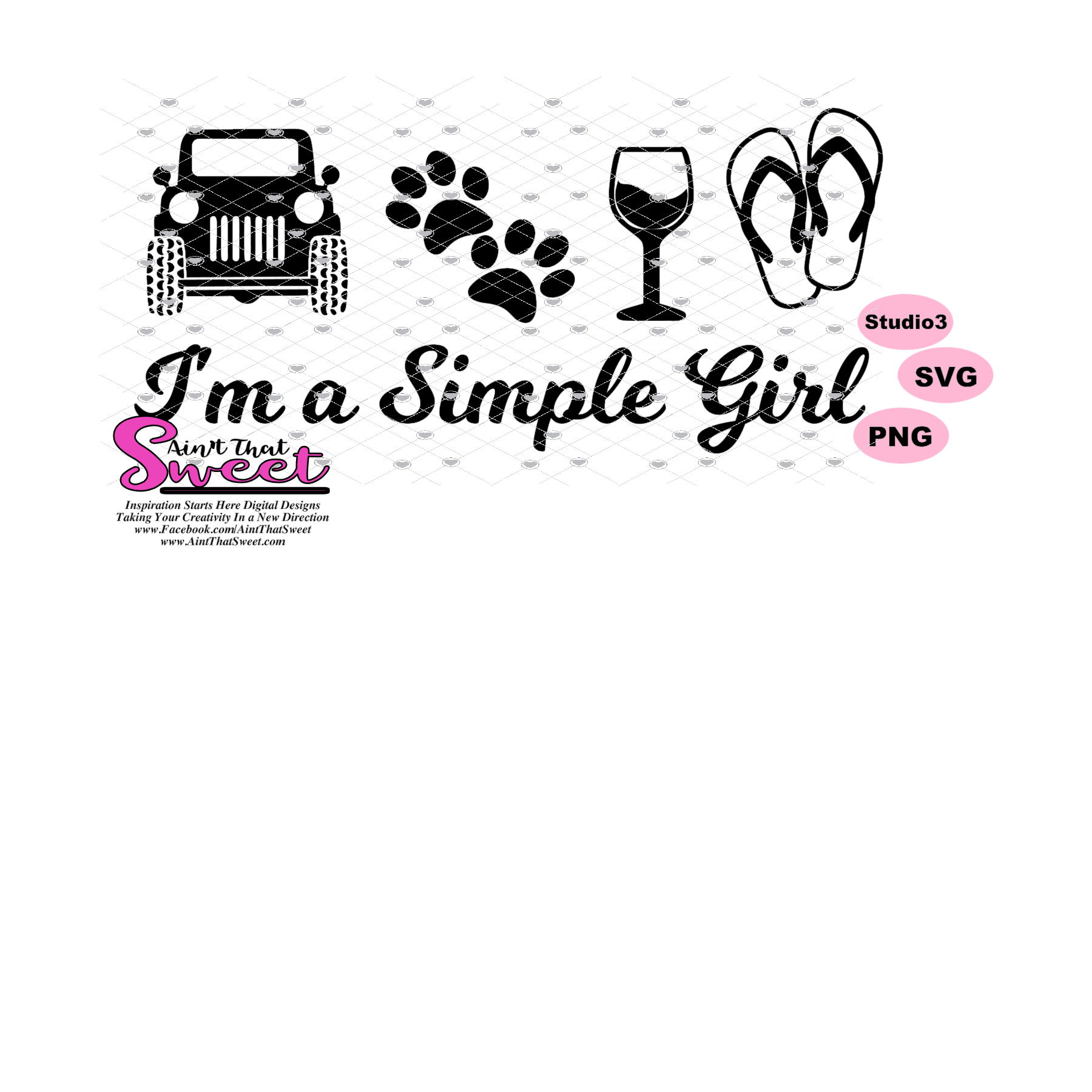 I am a Simple Girl, Jeep, Paw Prints, Wine, Flip Flops ...