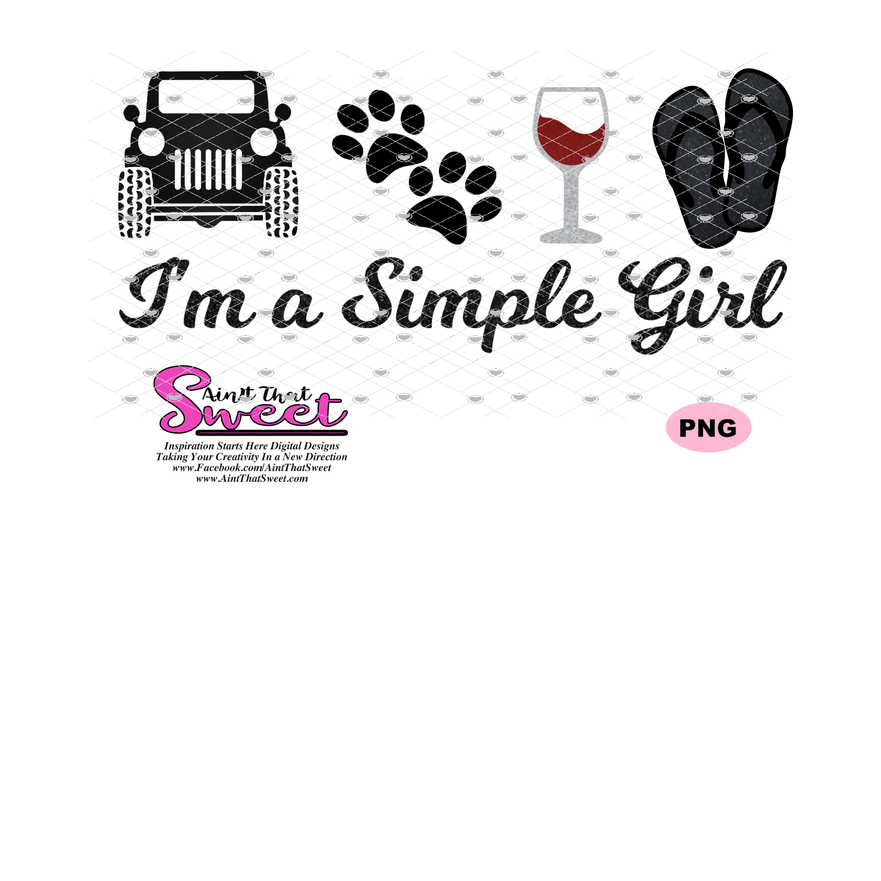 Download I am a Simple Girl, Jeep, Paw Prints, Wine, Flip Flops ...