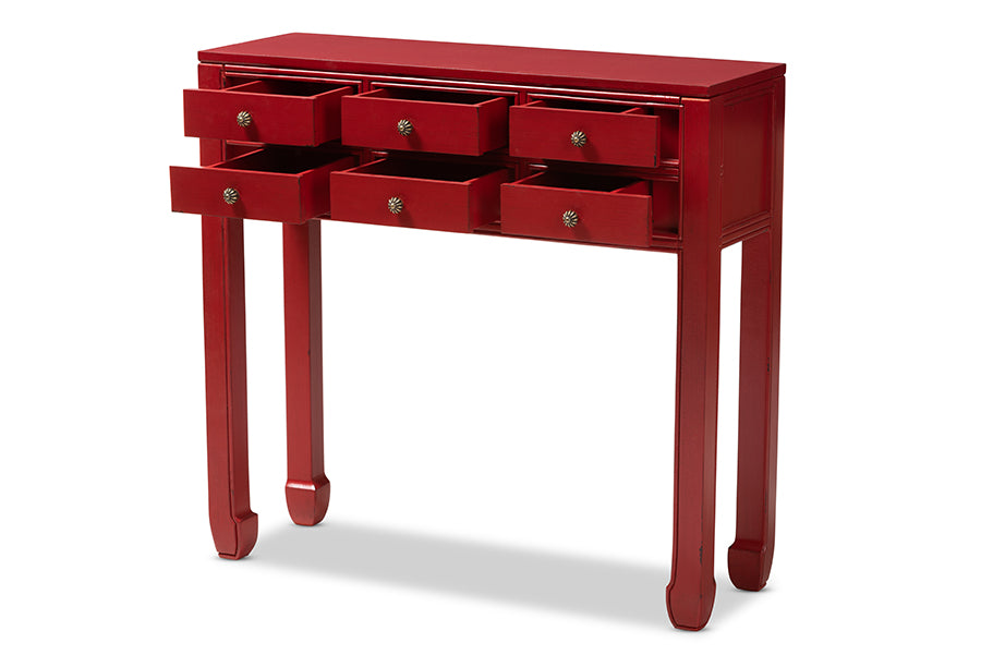 Baxton Studio Pomme Classic And Antique Red Finished Wood Bronze