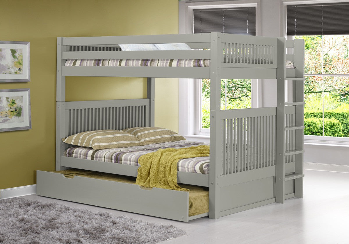 grey full over full bunk beds