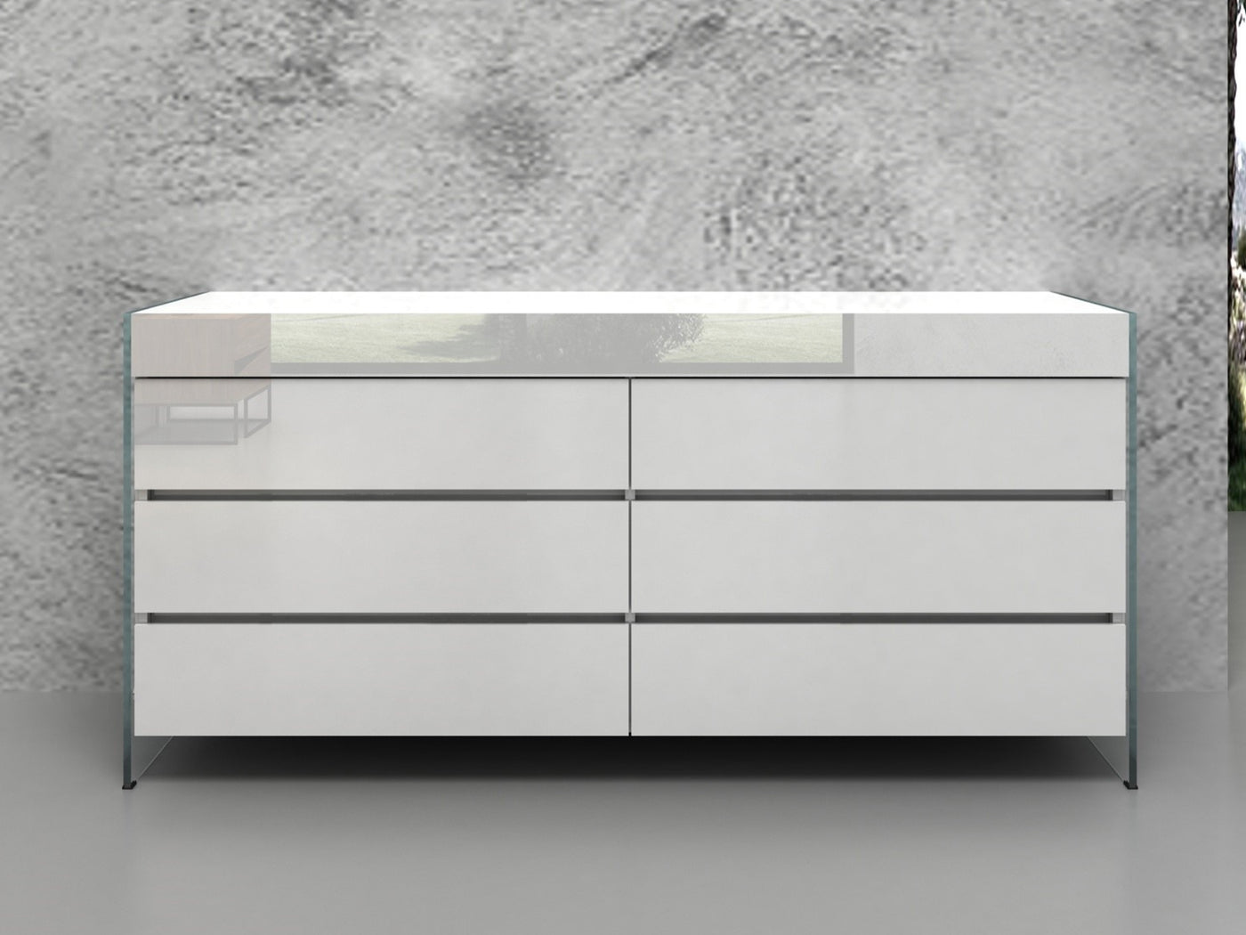 Casabianca Il Vetro High Gloss White Lacquer Dresser Hipbeds Com