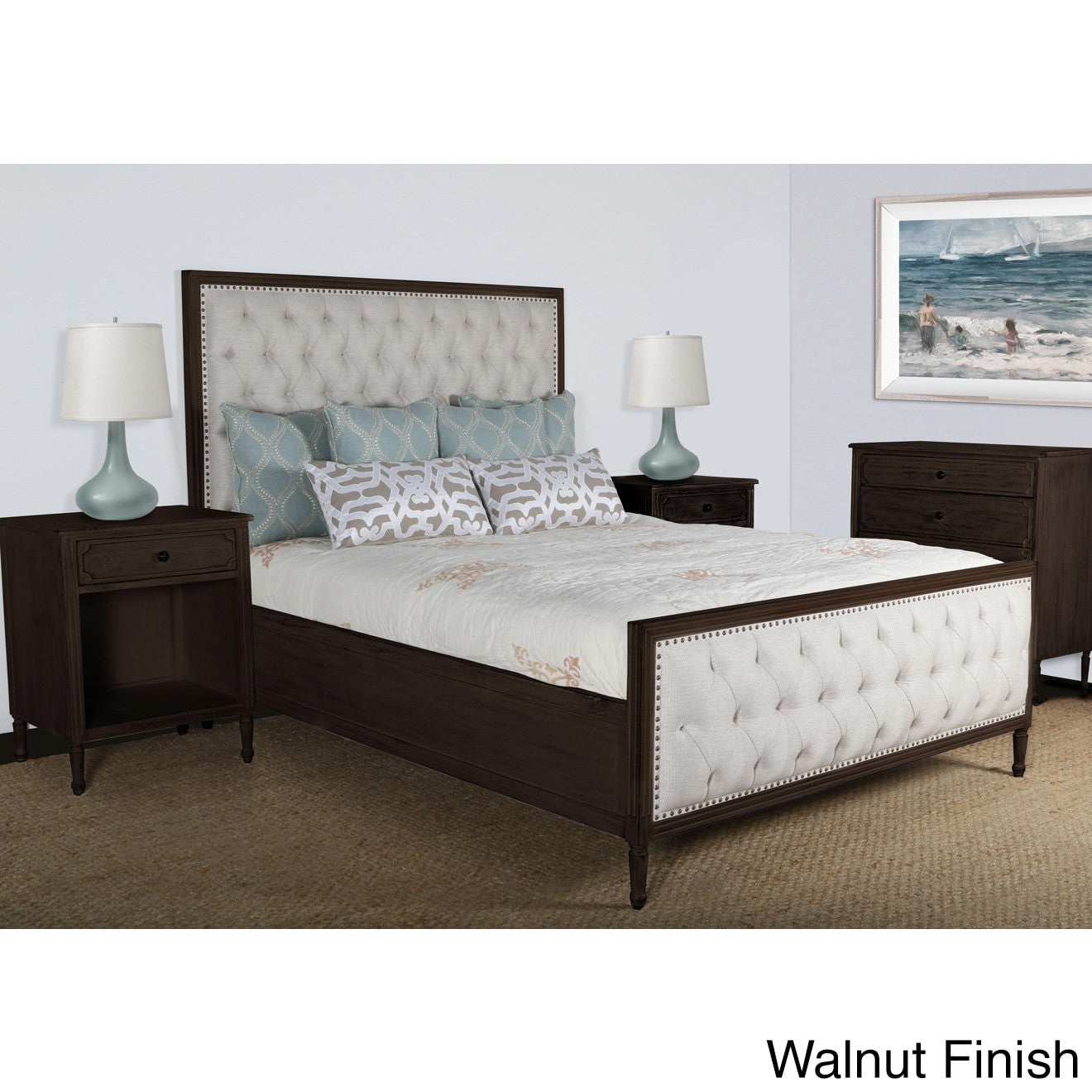 Lennox Design Hannah Tufted Bedroom Set King Walnut