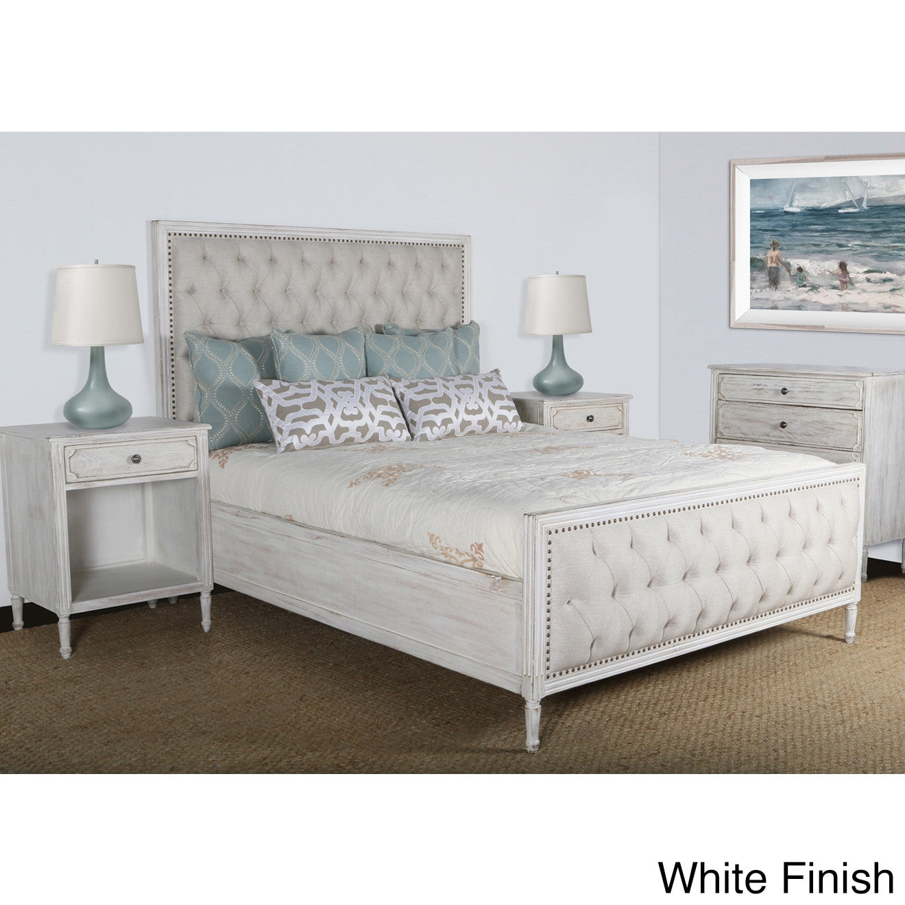 Lennox Design Hannah Tufted Bedroom Set Queen White