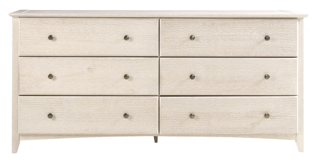 Camaflexi Shaker Style 6 Drawer Dresser Weathered White Finish