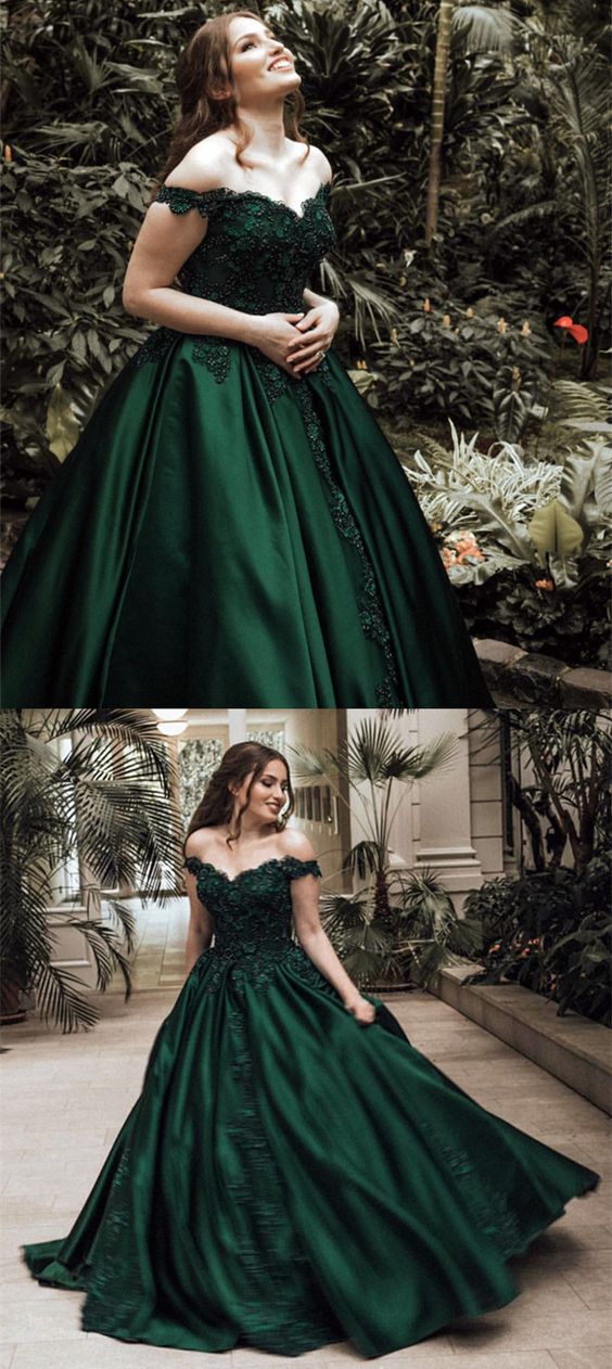 emerald green color gown