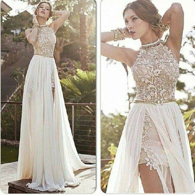 white halter formal dress