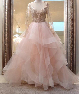 light pink princess prom dress