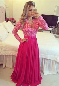 dark pink gown with sleeves