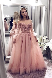 light pink princess prom dress