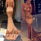 mermaid prom dress,long Prom Dress,off shoulder prom dress,gold prom dress,evening dress,BD1367