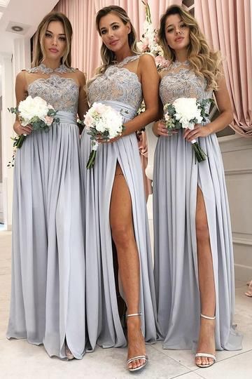 grey maid of honour dress