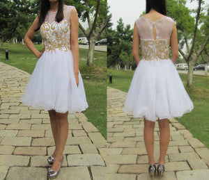 short prom dress white