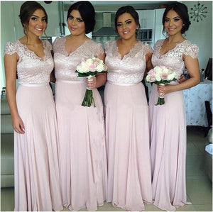 long sleeve blush pink bridesmaid dresses