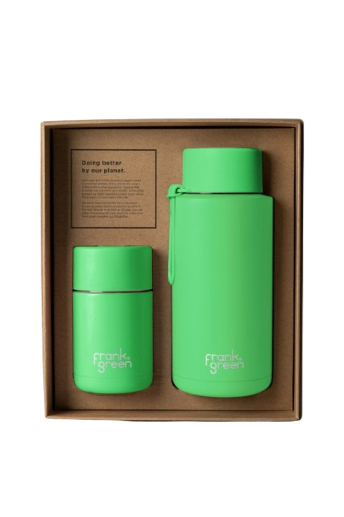 Frank Green NEON Ceramic Reusable Water Bottle 1L with straw lid