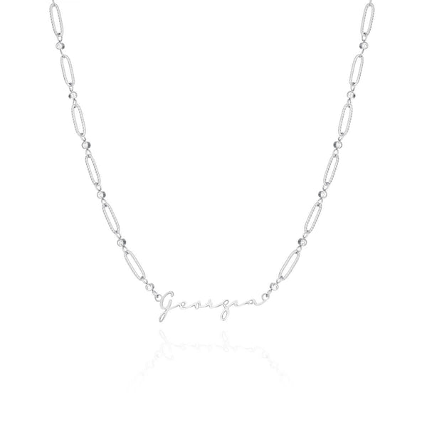 Silver paperclip shop chain necklace