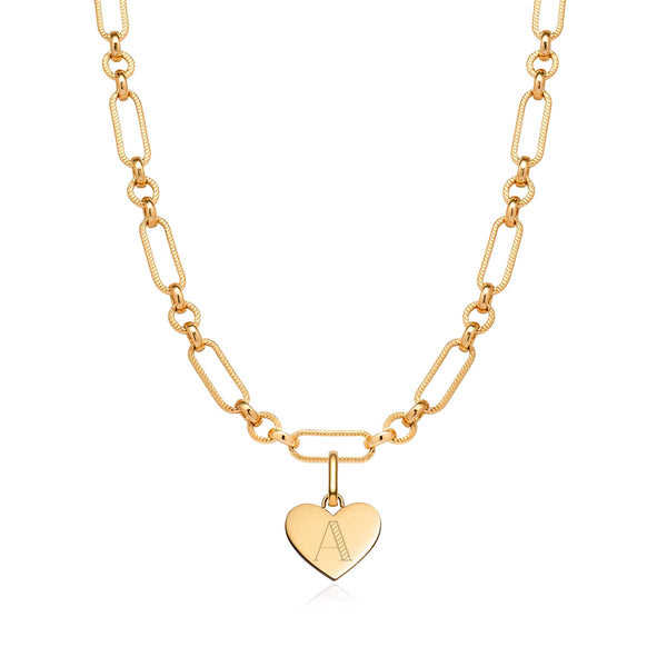Heart Curb Chain Necklace - Gold - Valentine's Day Gift