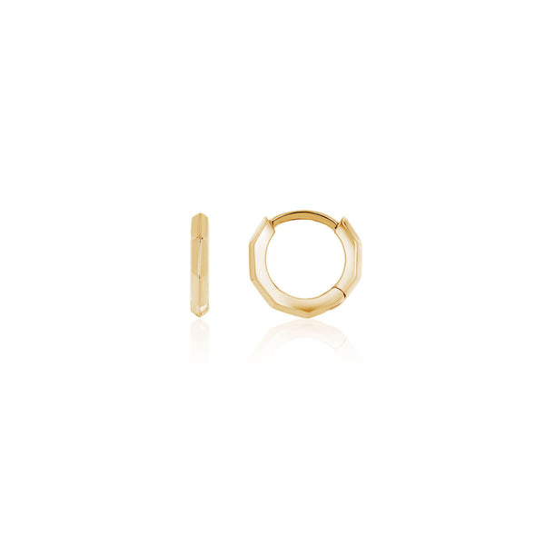 Solid 14K Gold Huggie Earrings Small Minimalist Round Hoops – Art and Molly