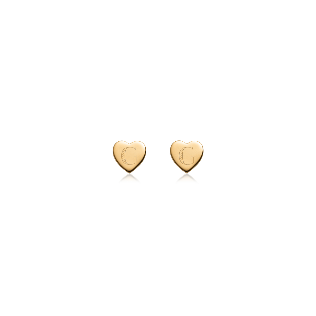 Gold Heart Stud Earrings Gold Plated Sterling Silver