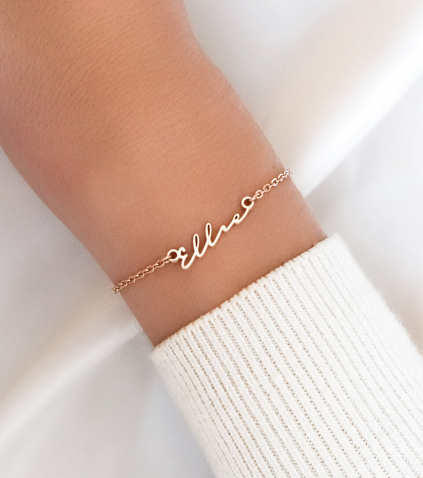 rose gold name bracelet