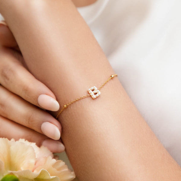 Initial Bracelets, Silver and Gold Initial Bracelet