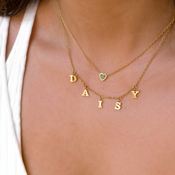 Dainty Spaced Letter Name Station Necklace