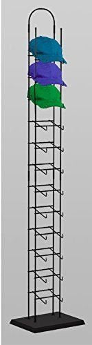 Hat Display Rack with 12 Tiers Black Metal 10 x 78 (W x H)