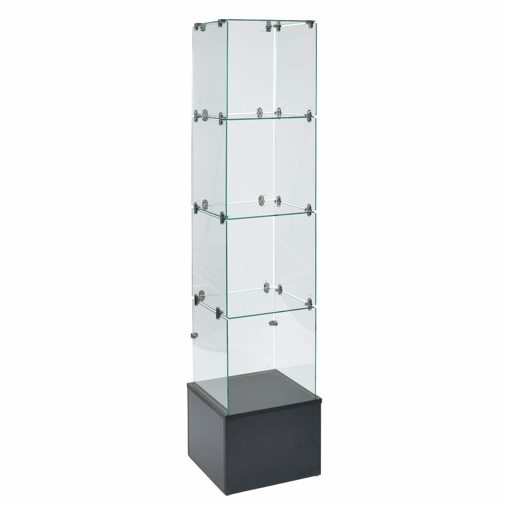 Frameless Glass Tower Display Case 48 Wide