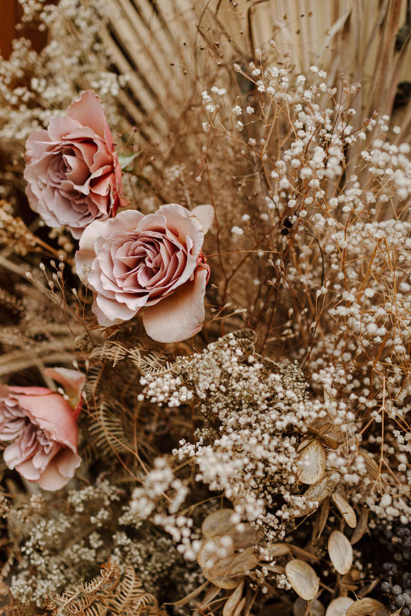 Dried florals outside of the church.