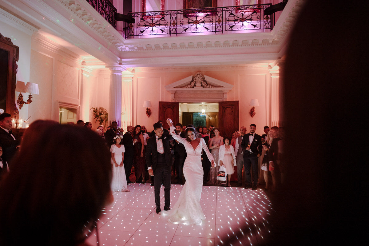 Bride and groom on the dance floor.