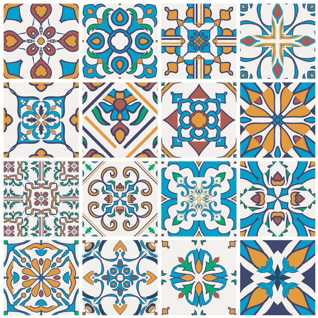 Decorative Tiles Stickers Motril Pack Of 16 Tiles Tile Decals Art RoyalWallSkins