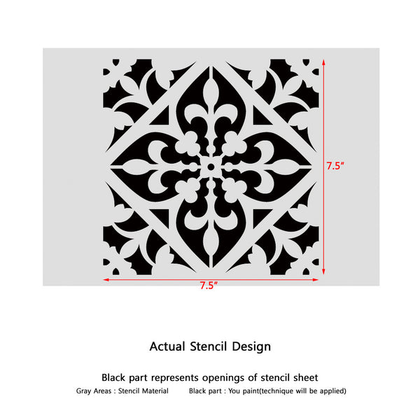 Wall Stencils Damask Tile Stencil for DIY Decor Faux Reusable Template ...