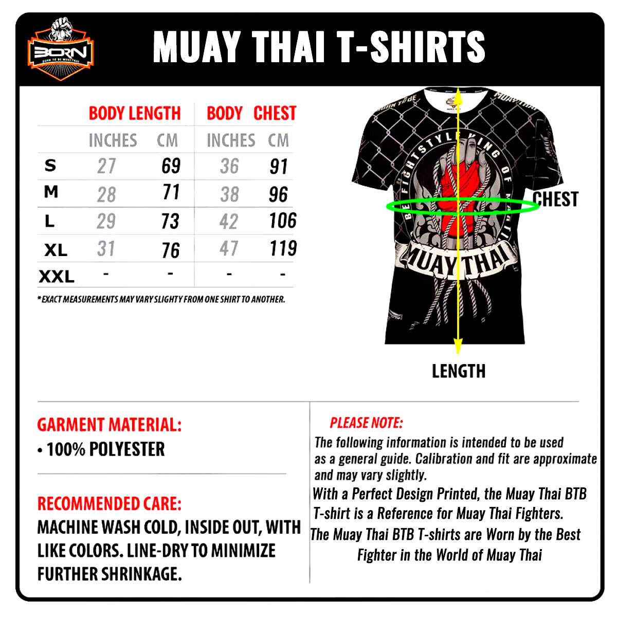 BORN TO BE MUAY THAI QUICK DRY T-SHIRT THAI BOXING - 014 - World MMA Gear