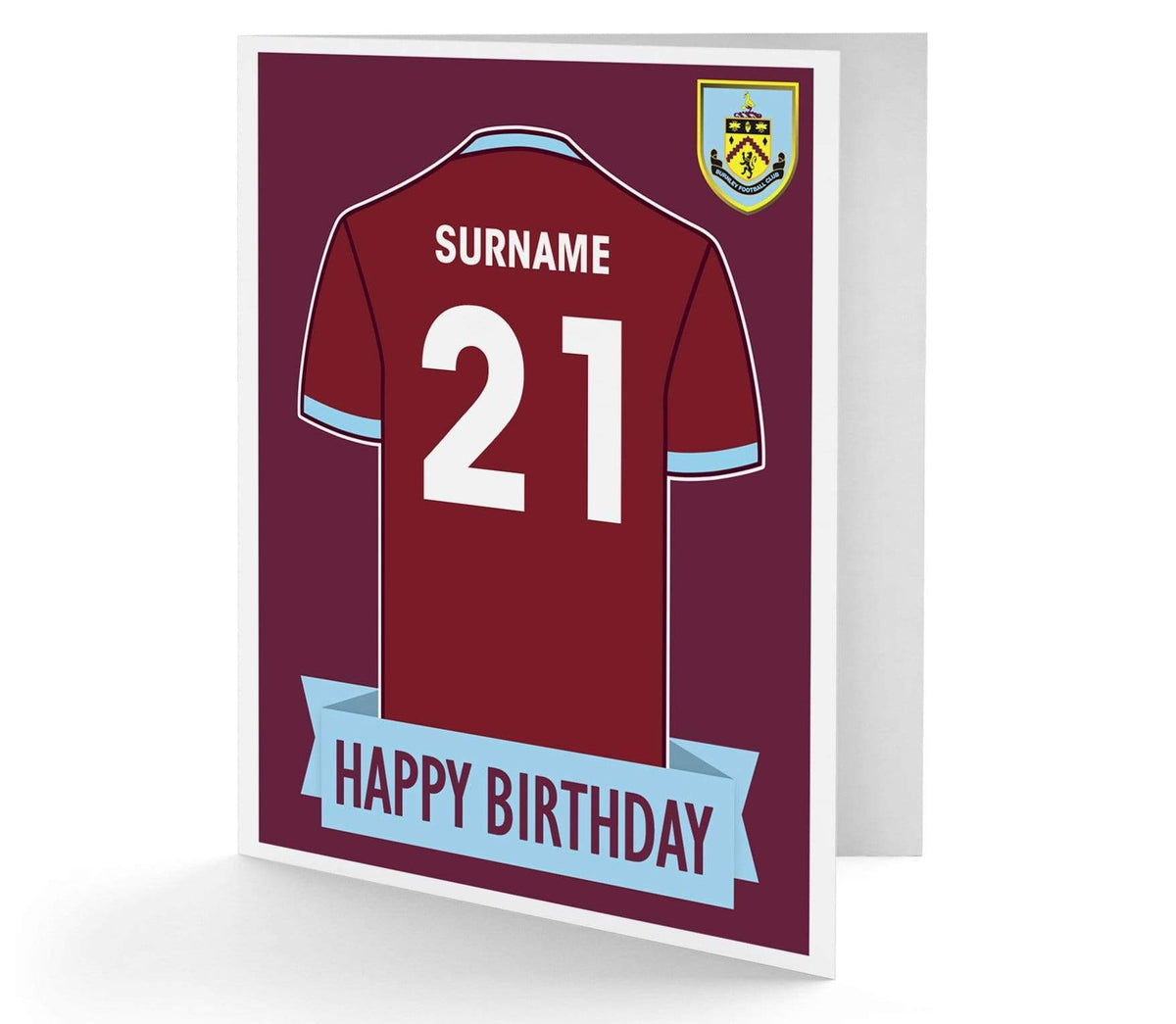Personalised Burnley Birthday Card - Any Name And Number. Official