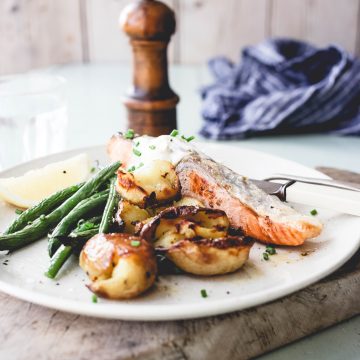 Huon Salmon with crispy smashed potatoes | Farmers Market HK